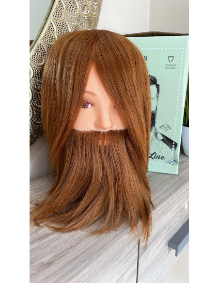 Cabeça maniquí de formação Barber Line 100% cabelo natural