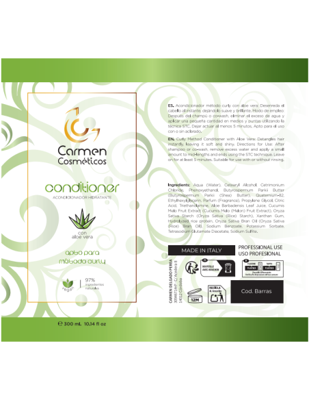 Acondicionador hidratante vegano de Carmen Cosméticos 300ml