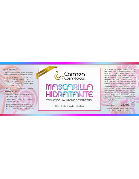 Mascarilla hidratante con ácido hialurónico y...