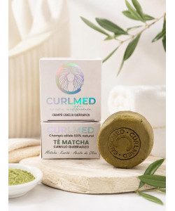Champú sólido Curlmed 100% natural Té Matcha para cabello...